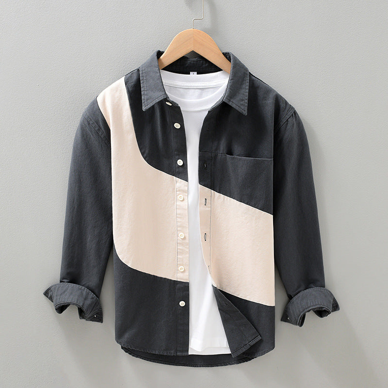 Stitching Long-sleeved Casual Shirt for Men