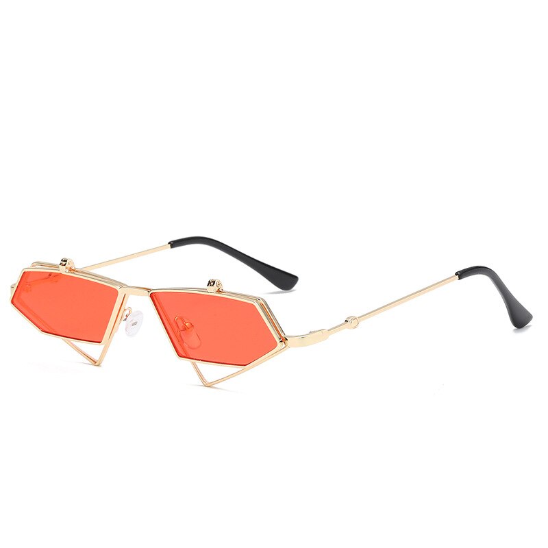 Unisex Vintage Metal Frame Flip up Triangle Sun Glasses