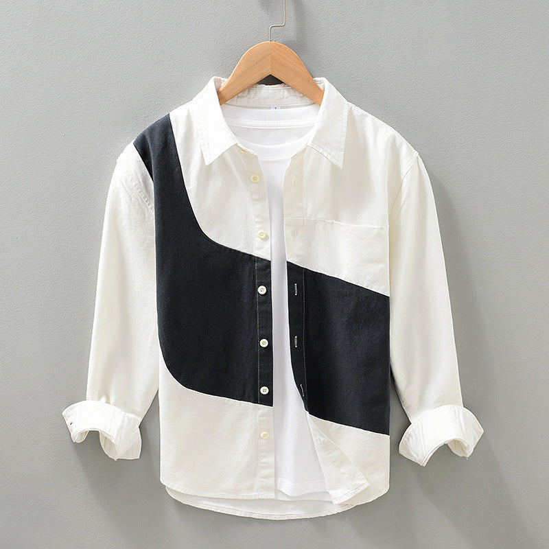 Stitching Long-sleeved Casual Shirt for Men