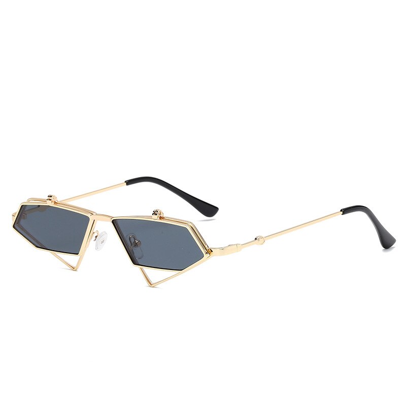 Unisex  Vintage Metal Frame Flip up Triangle Sun Glasses
