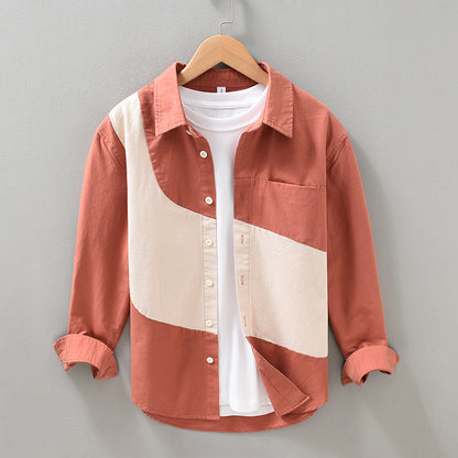 Stitching Long-sleeved Casual Shirt for Men