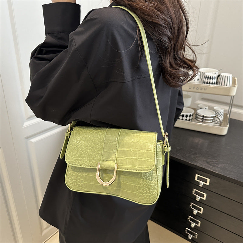 Premium Faux Leather With Croc Texture Shoulder Bag