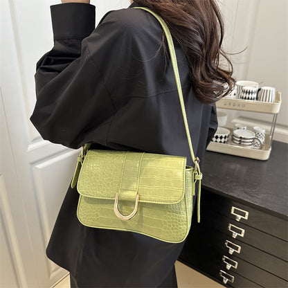 Premium Faux Leather With Croc Texture Shoulder Bag