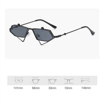 Unisex  Vintage Metal Frame Flip up Triangle Sun Glasses