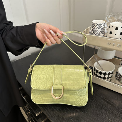 Premium Faux Leather With Croc Texture Shoulder Bag