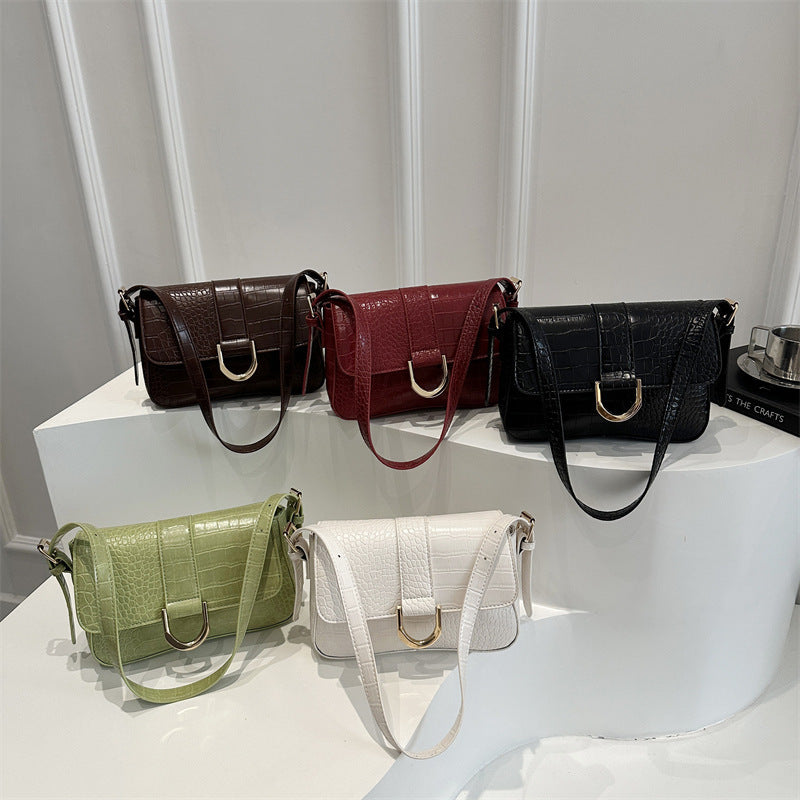 Premium Faux Leather With Croc Texture Shoulder Bag