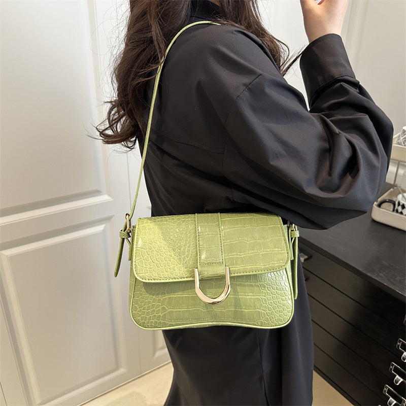 Premium Faux Leather With Croc Texture Shoulder Bag