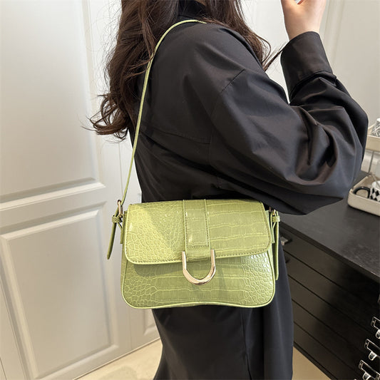Premium Faux Leather With Croc Texture Shoulder Bag