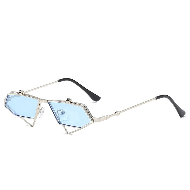 Unisex  Vintage Metal Frame Flip up Triangle Sun Glasses