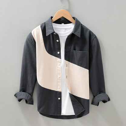 Stitching Long-sleeved Casual Shirt for Men