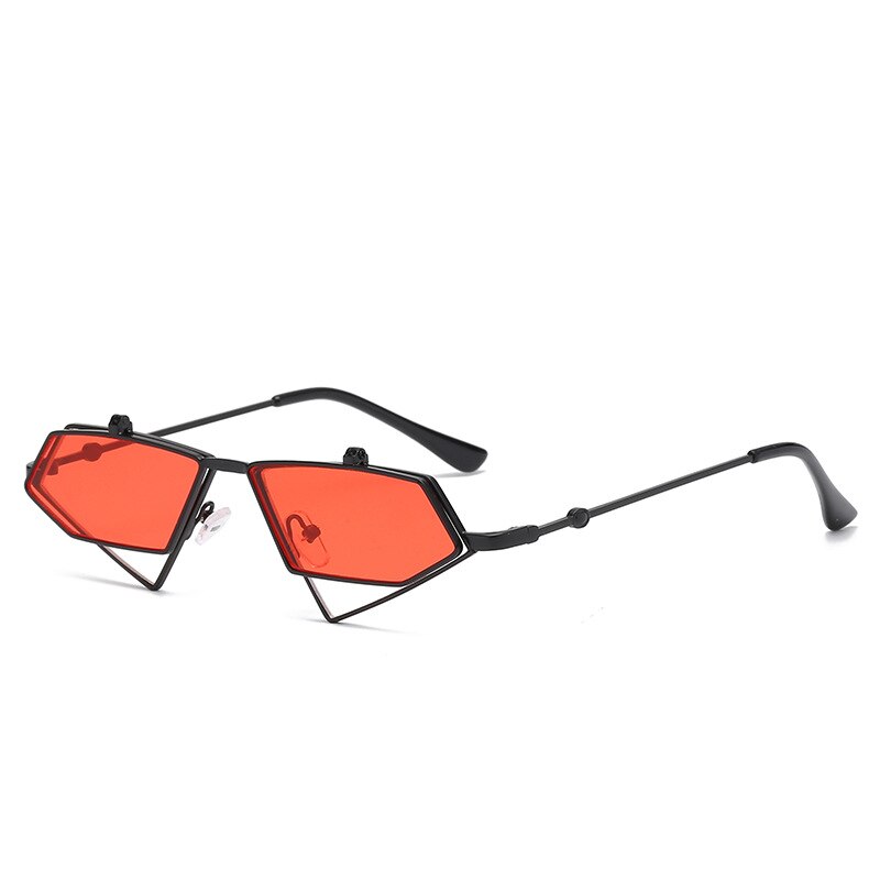 Unisex  Vintage Metal Frame Flip up Triangle Sun Glasses