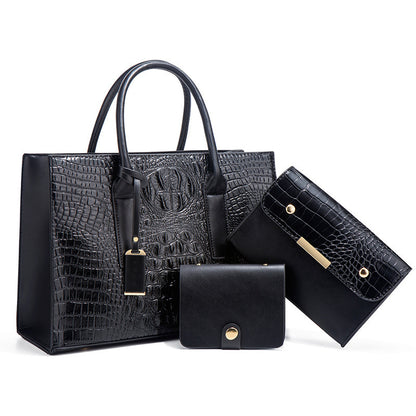 Premium Croc Pattern Handbag Shoulder Bag Three-piece Set