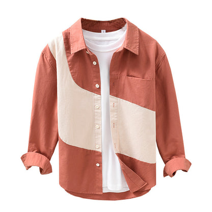 Stitching Long-sleeved Casual Shirt for Men