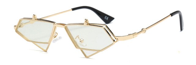 Unisex  Vintage Metal Frame Flip up Triangle Sun Glasses