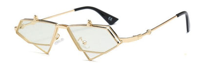 Unisex  Vintage Metal Frame Flip up Triangle Sun Glasses