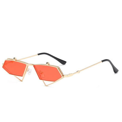 Unisex  Vintage Metal Frame Flip up Triangle Sun Glasses