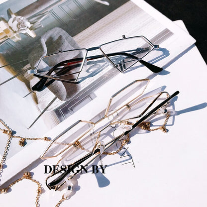 Unisex  Vintage Metal Frame Flip up Triangle Sun Glasses