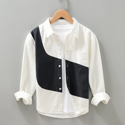 Stitching Long-sleeved Casual Shirt for Men