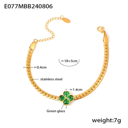 Four-Leaf Flower Love Stainless Steel Earrings Necklace Bracelet Set