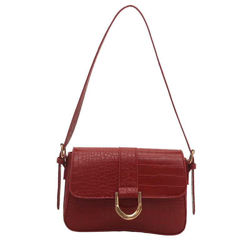 Premium Faux Leather With Croc Texture Shoulder Bag
