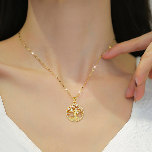 Gold-plated Lucky Tree Light Luxury Necklace